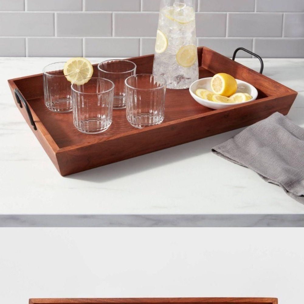 NWT Threshold Brown Wooden Serving Tray 20x13